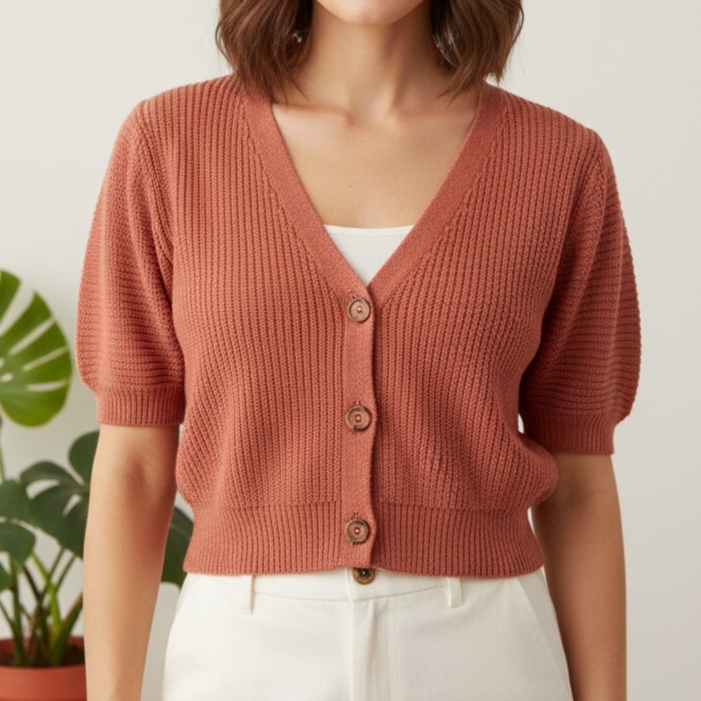 Women’s Maroon Knit Button up Top